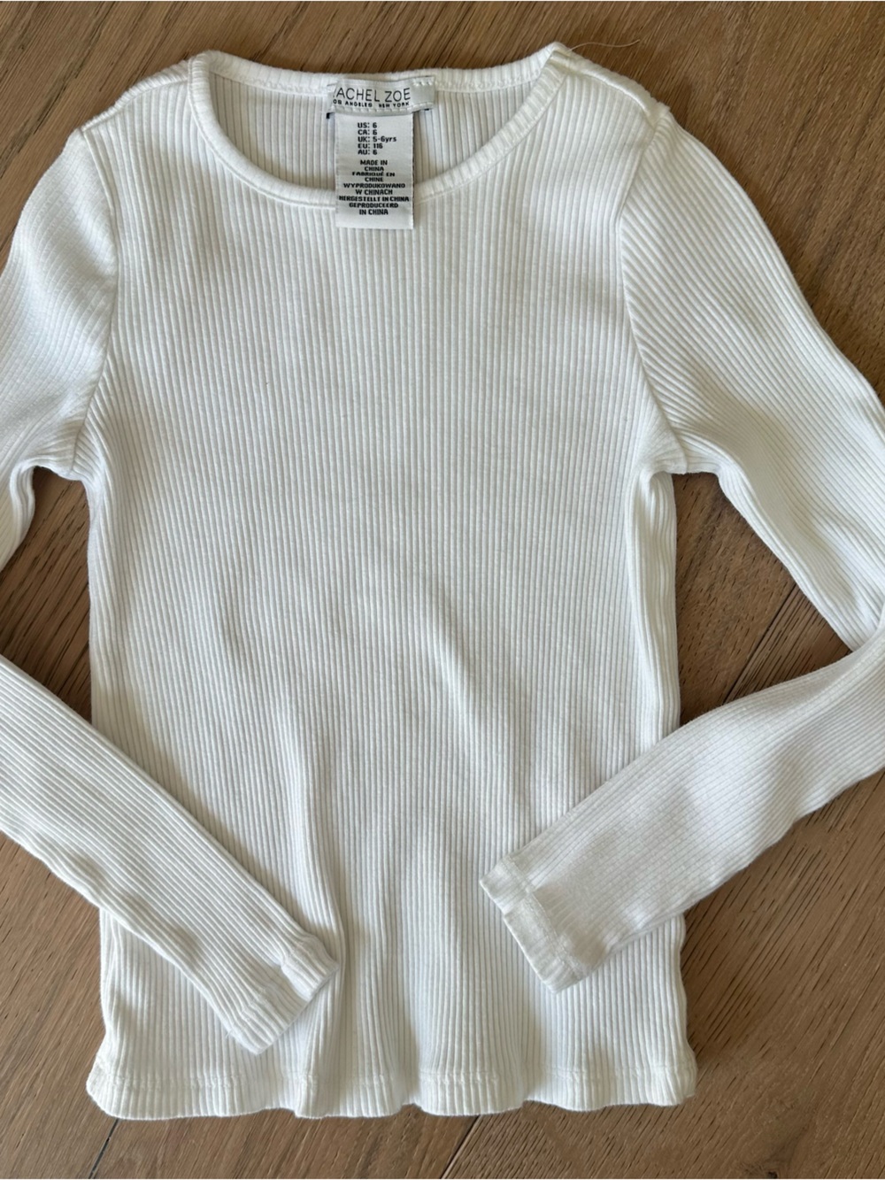 Rachel Zoe Ribbed Long-Sleeve T Shirt White 6
